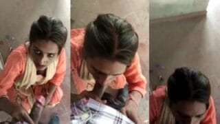 Watchman Receives a Quick Blowjob from Horny Maid