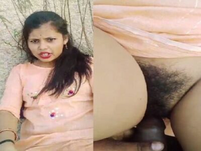 Passionate outdoor sex on a dry farm with girlfriend