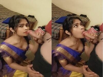 Beautiful Mallu girl in hot saree gives a sensual blowjob
