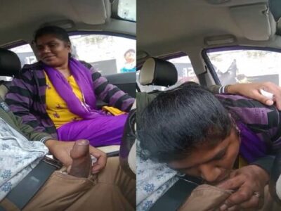 South Indian aunty gives blowjob in car to husbands friend