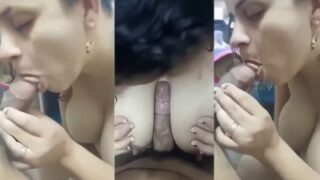 Desi babe gives blowjob makes guy cum on tits