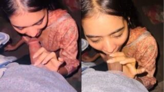 Indian girl gives a passionate blowjob to her cousin